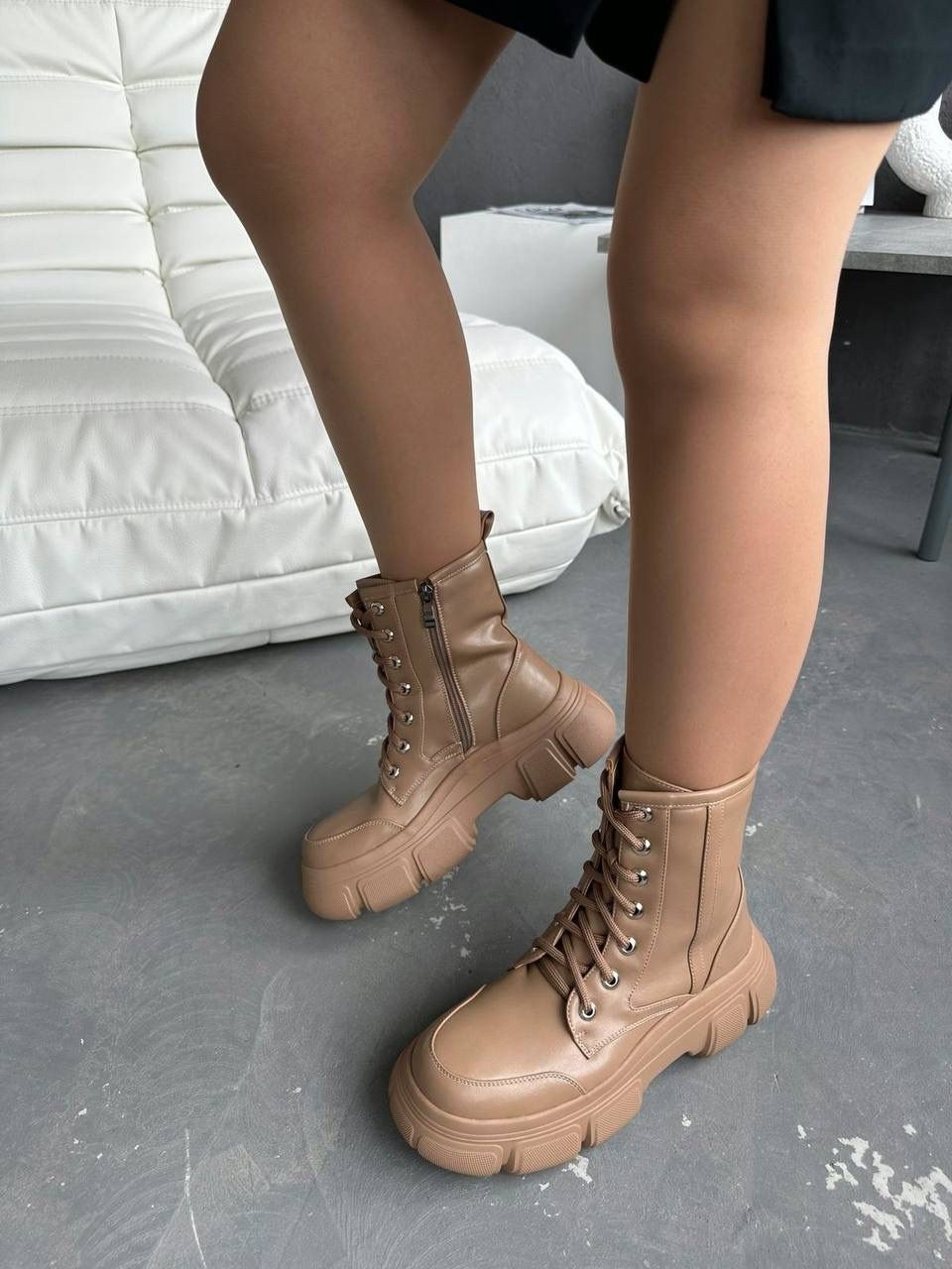 ботинки tendance 188-1 бежево-коричневый,бежевые ботинки,ботинки женские,ботинки берцы на шнуровке кожа осень kami shoes,ботинки берцы на шнуровке кожа осень kami shoes 141452837