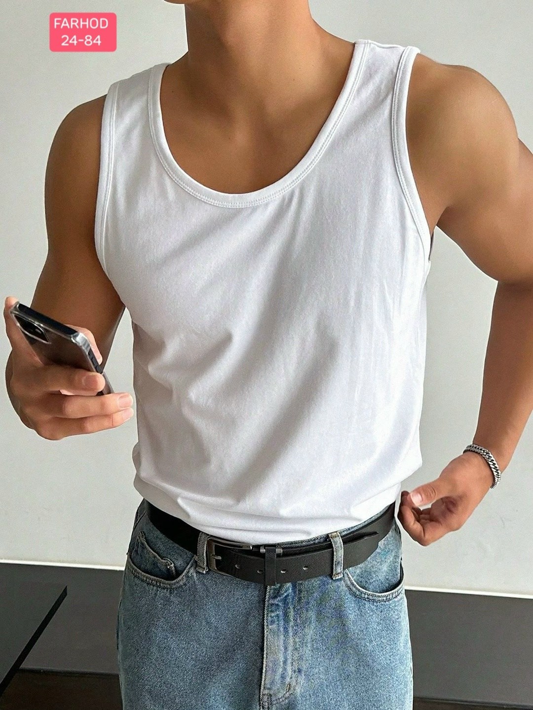 мужская летняя однотонная майка на бретелях dazy белый,майка мужская,майка мужская белая,майка для фитнеса,мужская однотонная майка