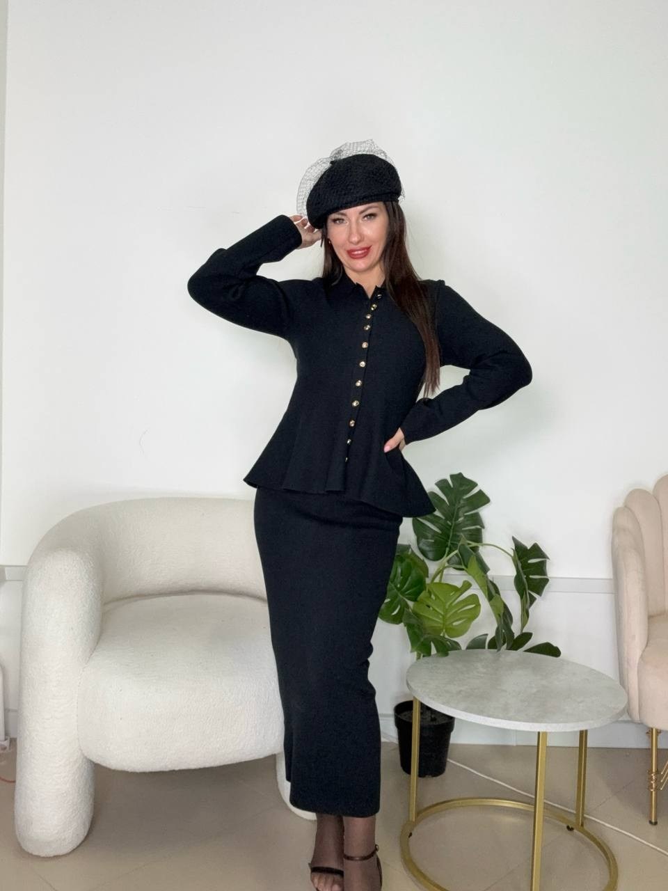 юбочный костюм dilanavip 2043 черный двойка,классический костюм с жакетом и юбкой зауженной к низу dilana vip 2043,костюм dilana vip арт. 2043 женский классический жакет и юбка,классический костюм жак