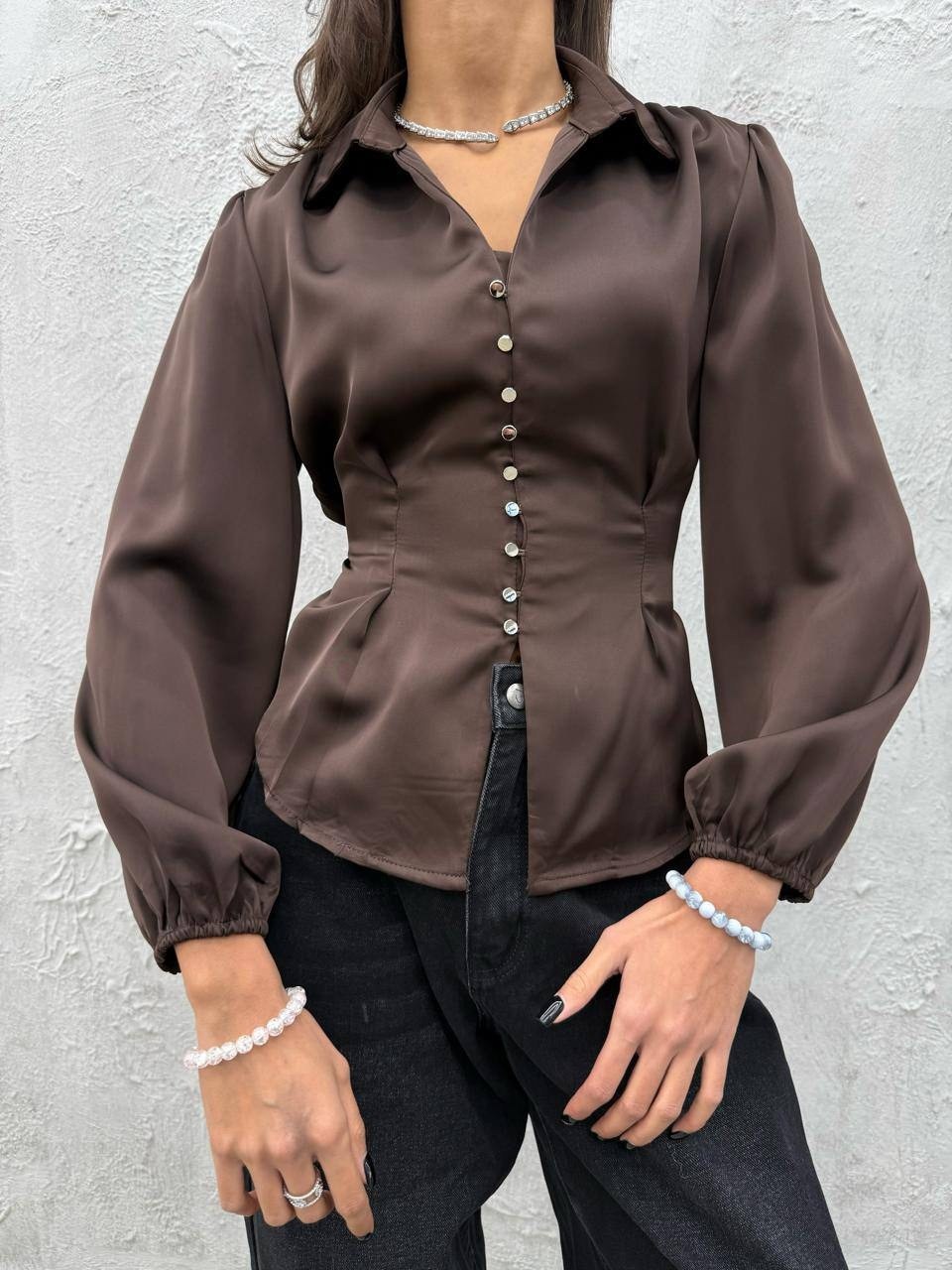 коричневая блузка,рубашка женская,блузки,атласная рубашка женская,шелковая блузка