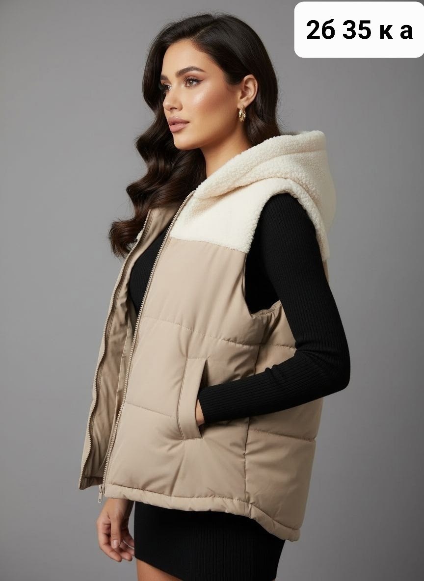 женская жилетка,жилет женский,жилет теплый,жилет утепленный с капюшоном стеганый безрукавка,теплая жилетка женская