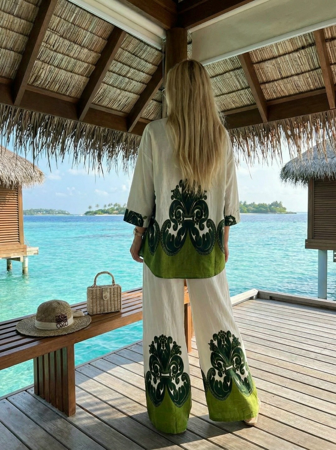 костюм с брюками,летние костюмы,пляжные наряды,костюм с принтом,костюм в пижамном стиле