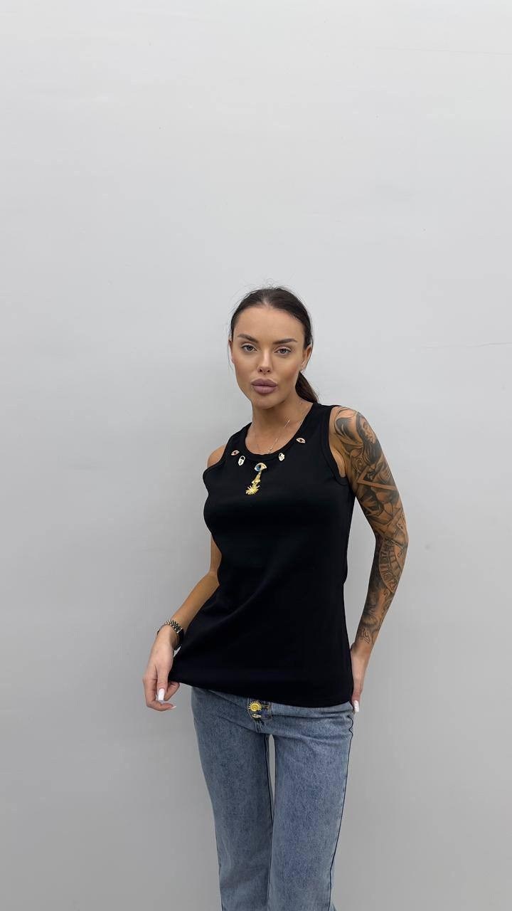 женская майка,футболки женская,футболки и топы,майка versace jeans couture черный