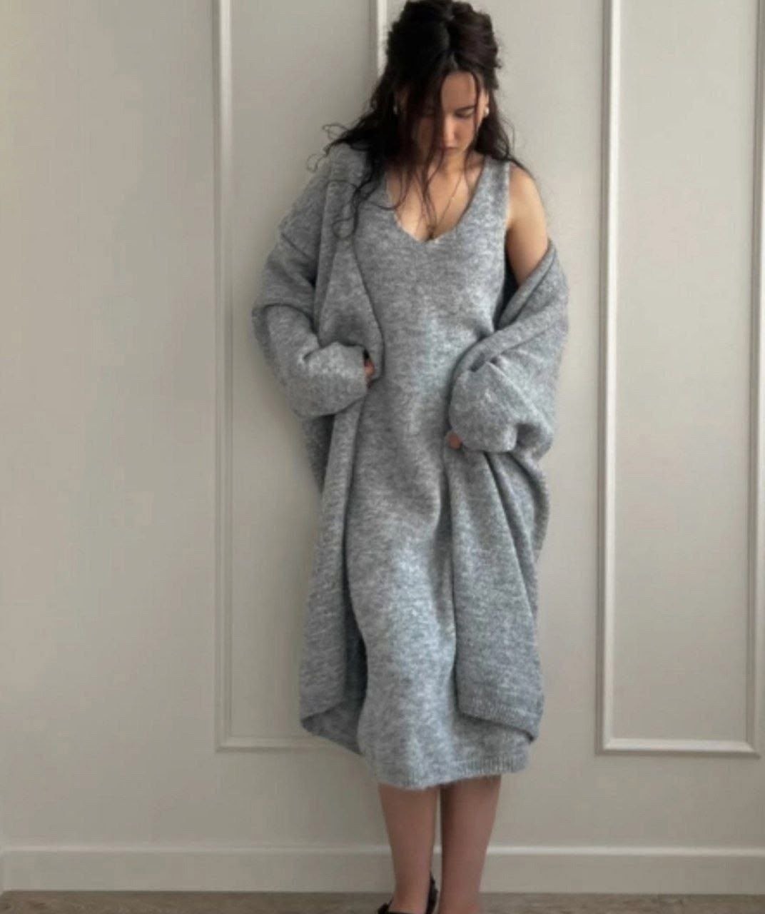 вязаные платья,комплект свитер,серые оверсайз кофты,кардиган,длинный кардиган