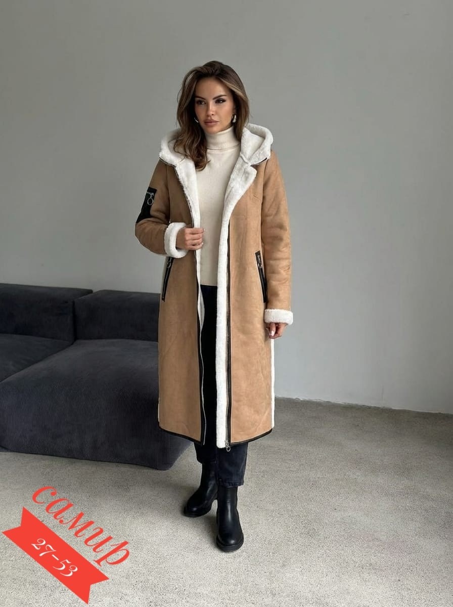 дубленка женская,дубленка женская из натуральной овчины с капюшоном,двусторонняя дубленка,дубленка женская furnatur 8024877 коричневая 54 ru,женская дубленка большого размера