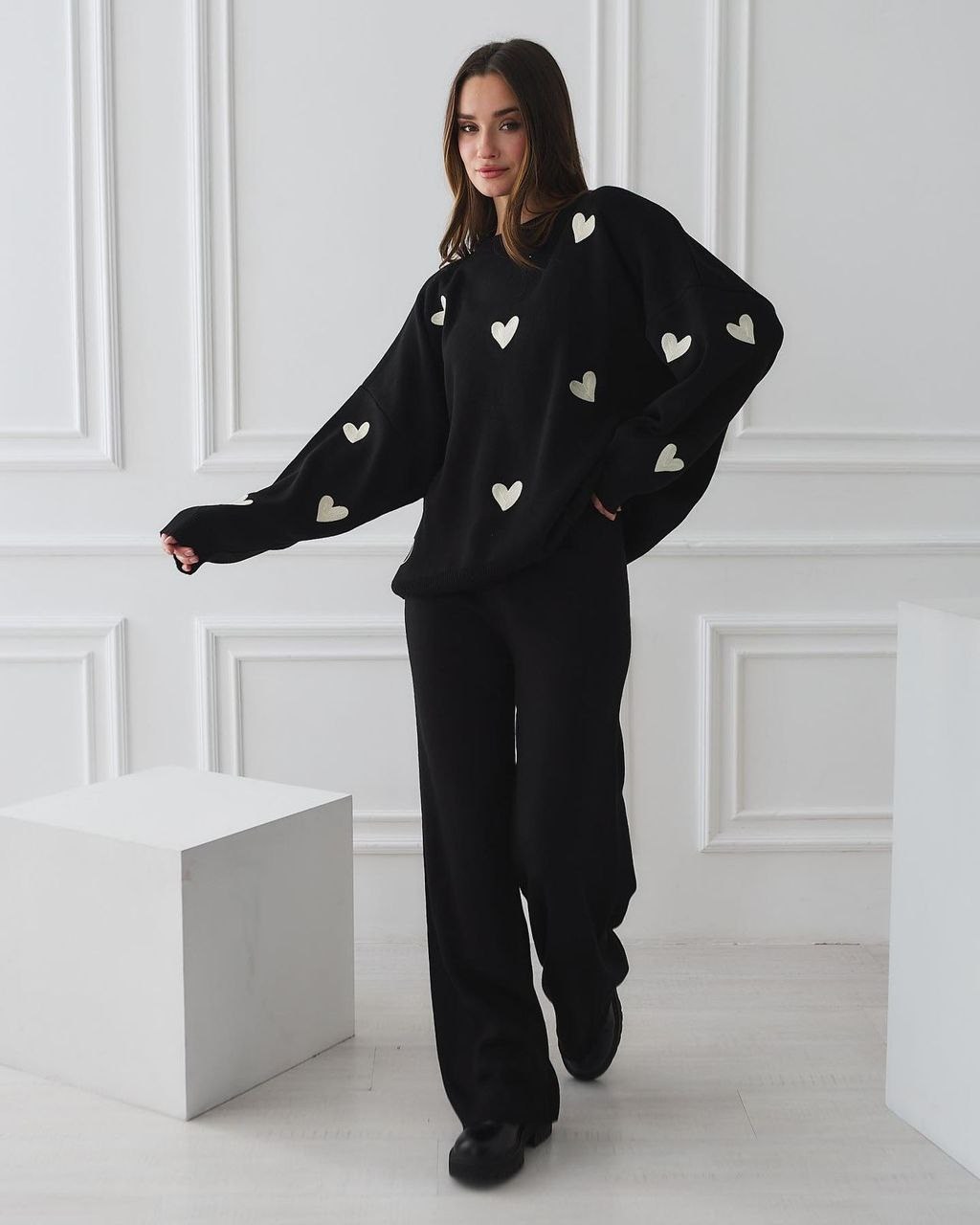 женский вязаный костюм,костюм женский двойка теплый,костюм трикотажный тёплый,кашемировый костюм с брюками,костюм двойка ткань: вязка кашемир