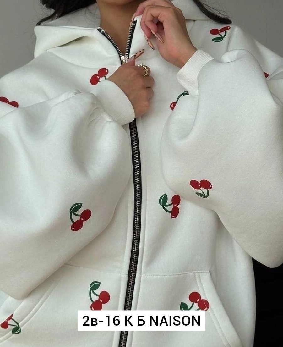 женская кофта худи трехнитка,зипка худи оверсайз теплая на молнии с принтом ягодки marvik brend,женская толстовка,толстовка с принтом,толстовка
