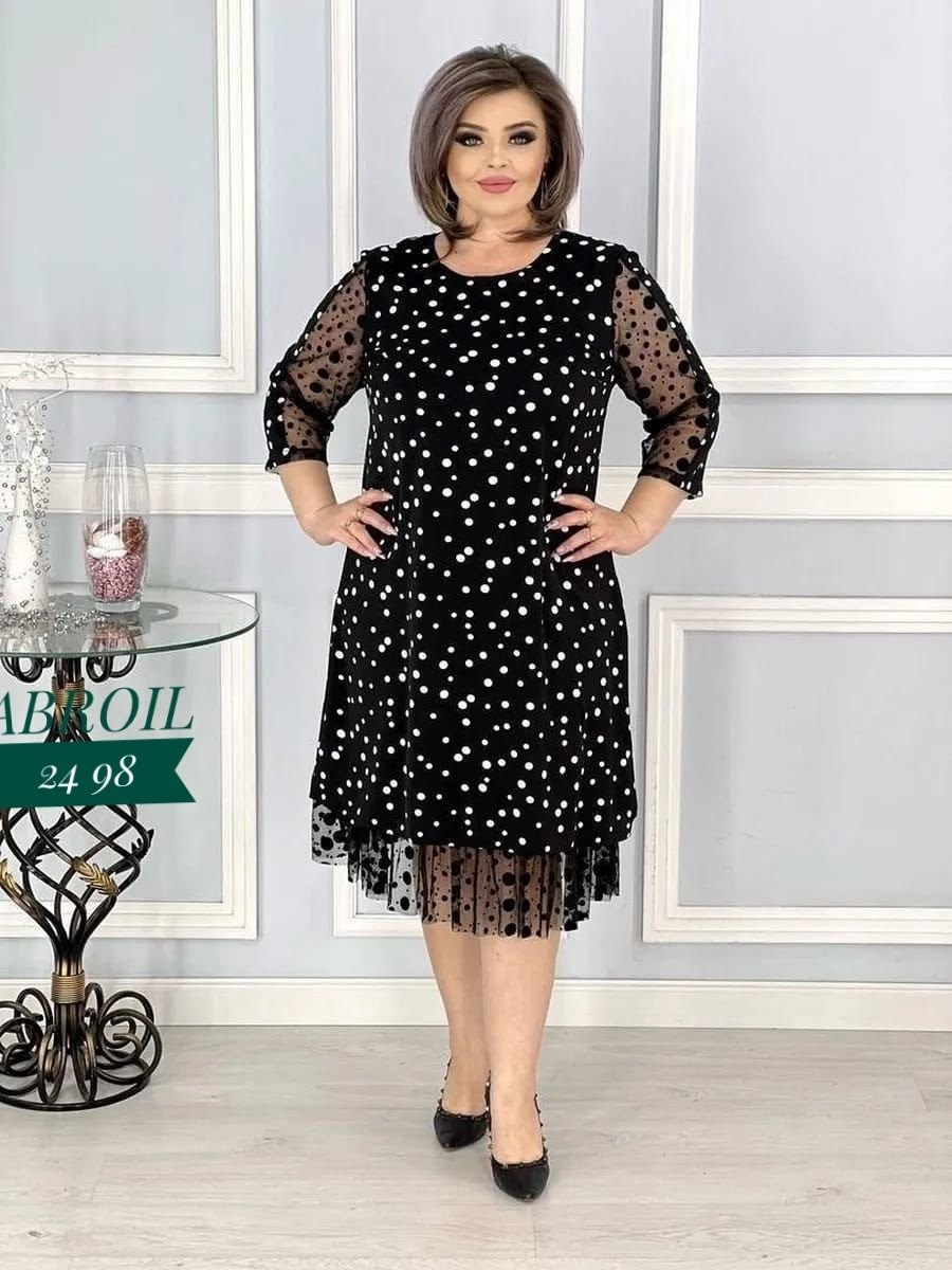 платье больших размеров в горошек,платье женское праздничное больших размеров,платье вечернее больших размеров нарядное в горошек,платье женское,вечернее платье больших размеров нарядное в горошек sal