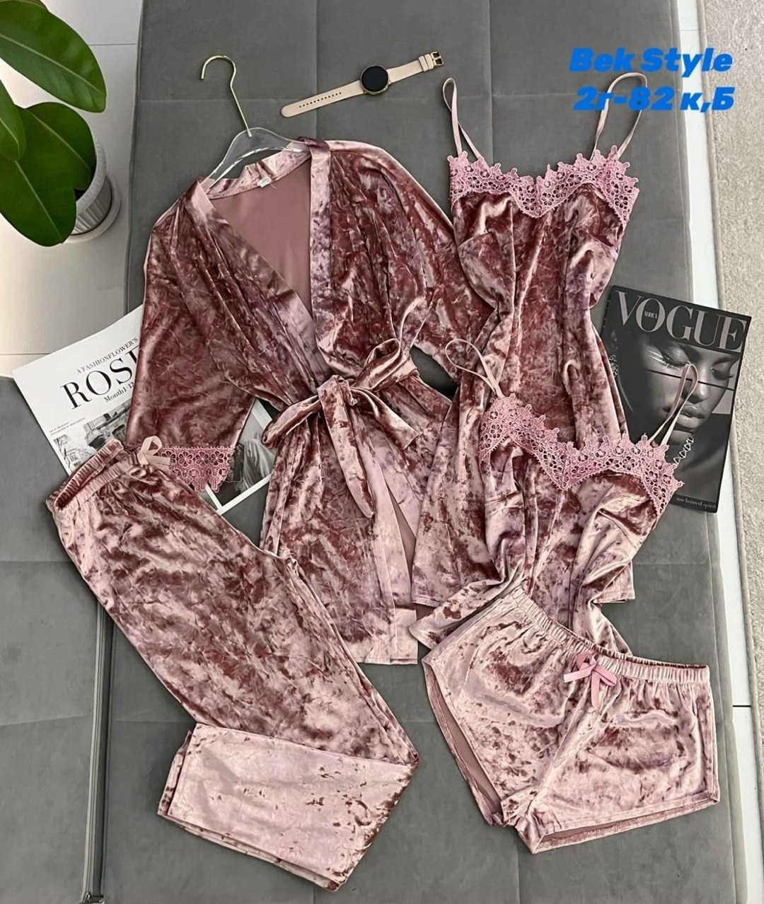 пижама женская комплект 5 в 1,пижама велюр,женская пижама комплект,женская велюровая пижама для сна mga-home 182116967,велюровые пижамы