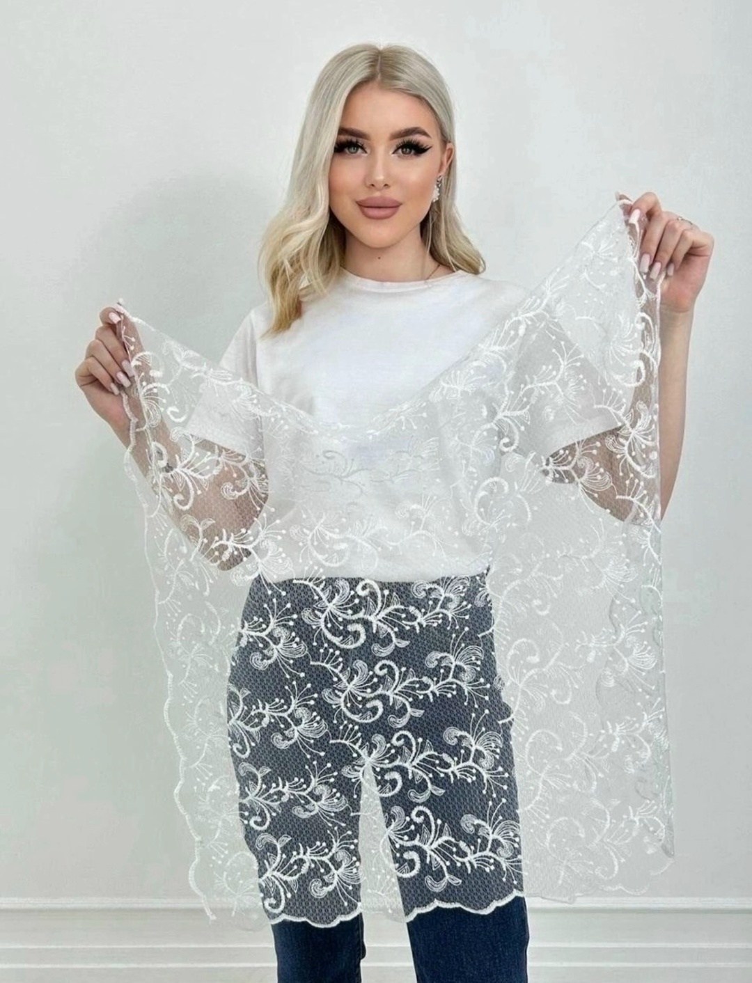 платок для храма женский,платки платок для храма,платок белый,палантин кружевной,платки женские