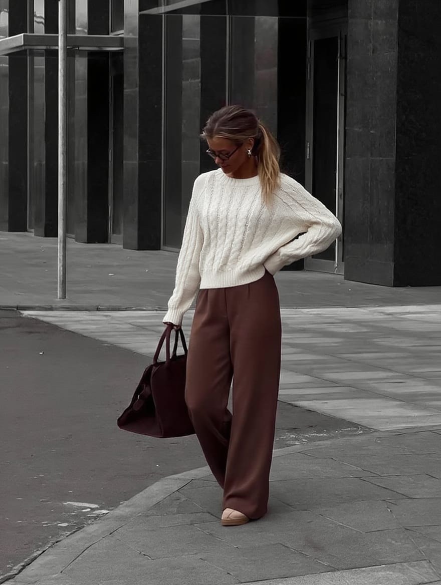 трикотажный костюм,брюки палаццо,кашемировый костюм,кашемировый женский костюм,образ с брюками палаццо