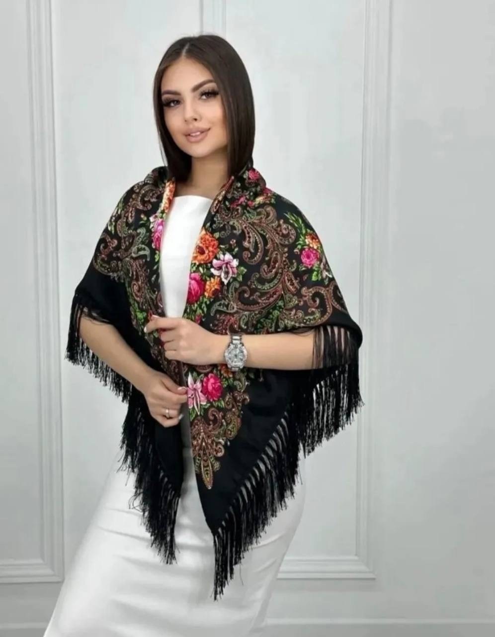 русский стиль цветочный принт квадратный шарф большой размер,женская шаль,накидки в русском стиле,платок русский народный,платок павловопосадский