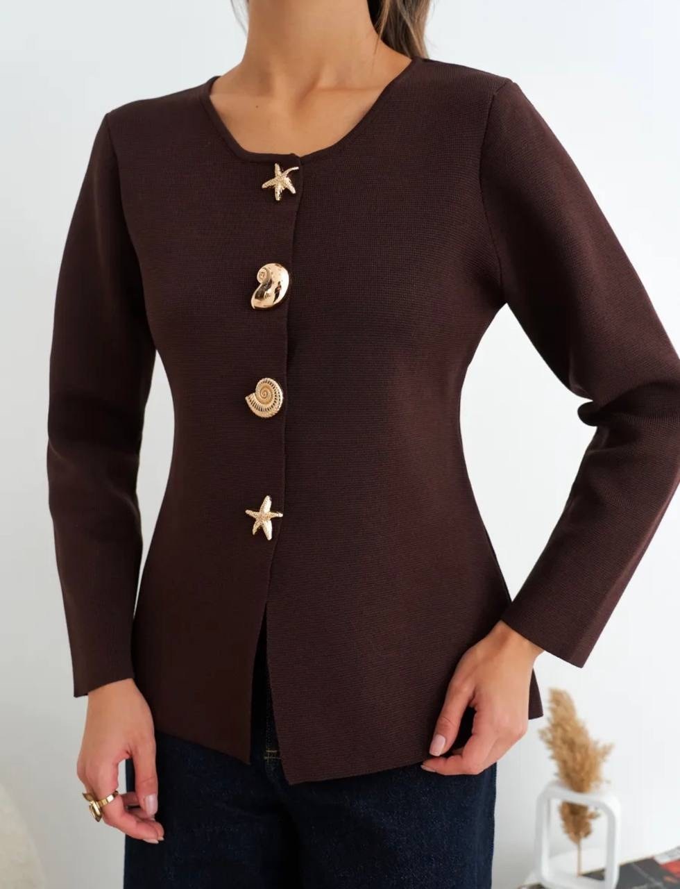 кардиган коричневый,женская кофта,кардиган на пуговицах,женский кардиган,жакет трикотажный