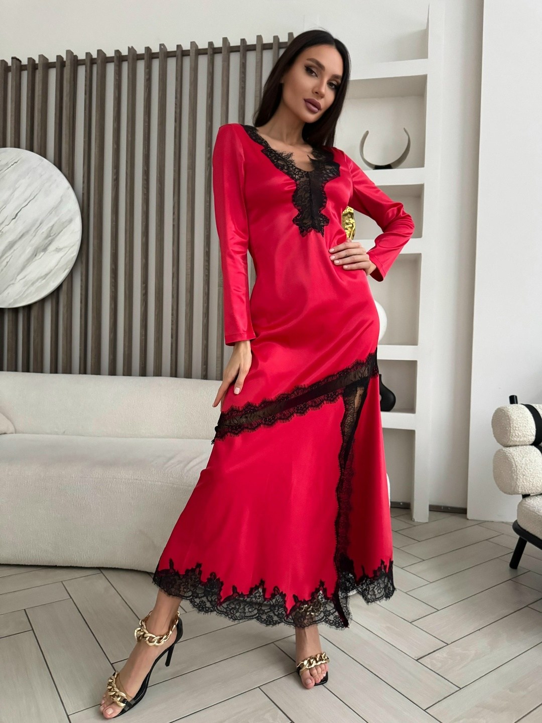 атласный халат,длинный пеньюар,платье красное,платье стильное,пеньюар женский