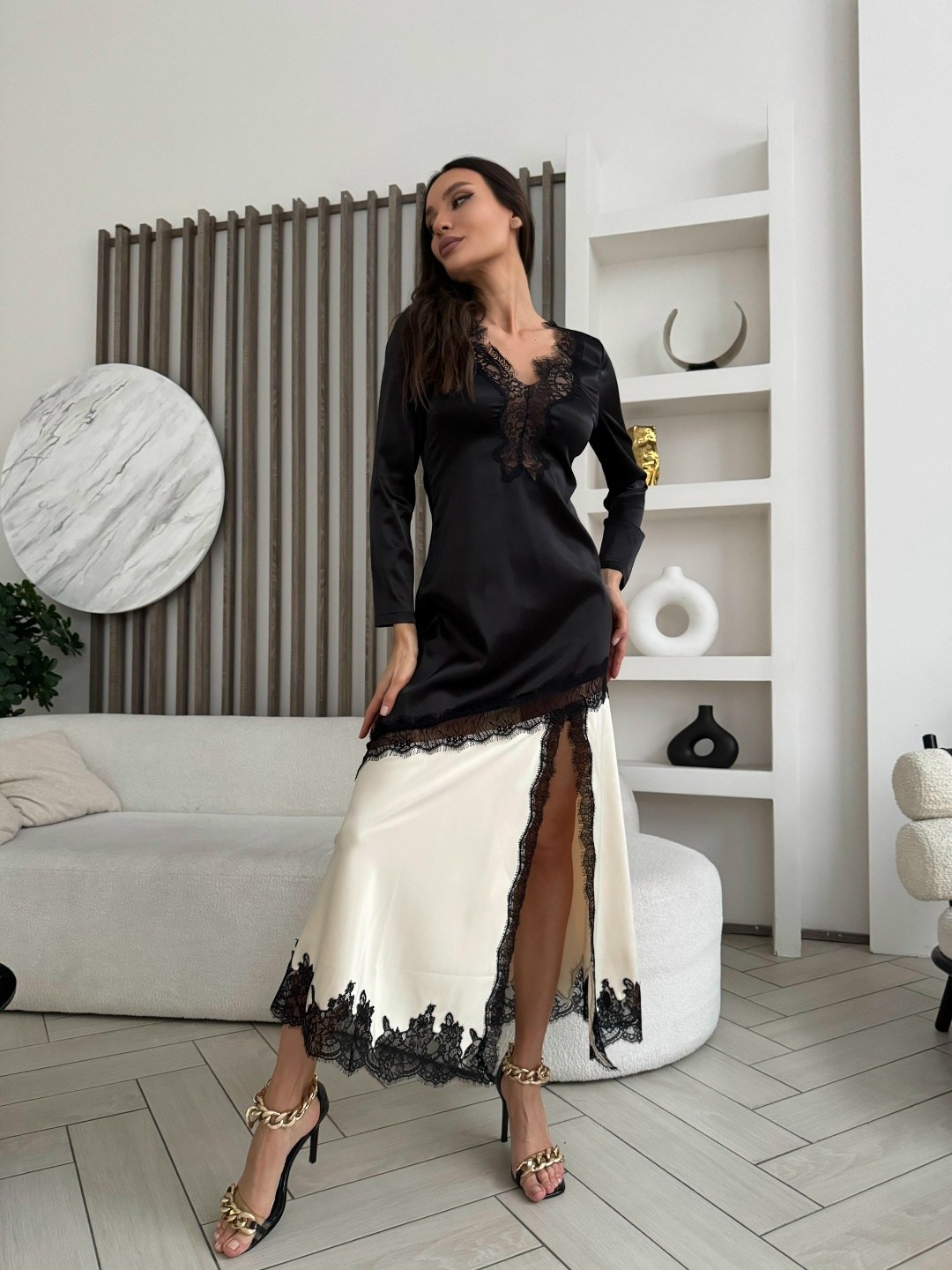 шелковый халат с кружевом,халат кружевной,атласный халат,длинное платье,платье