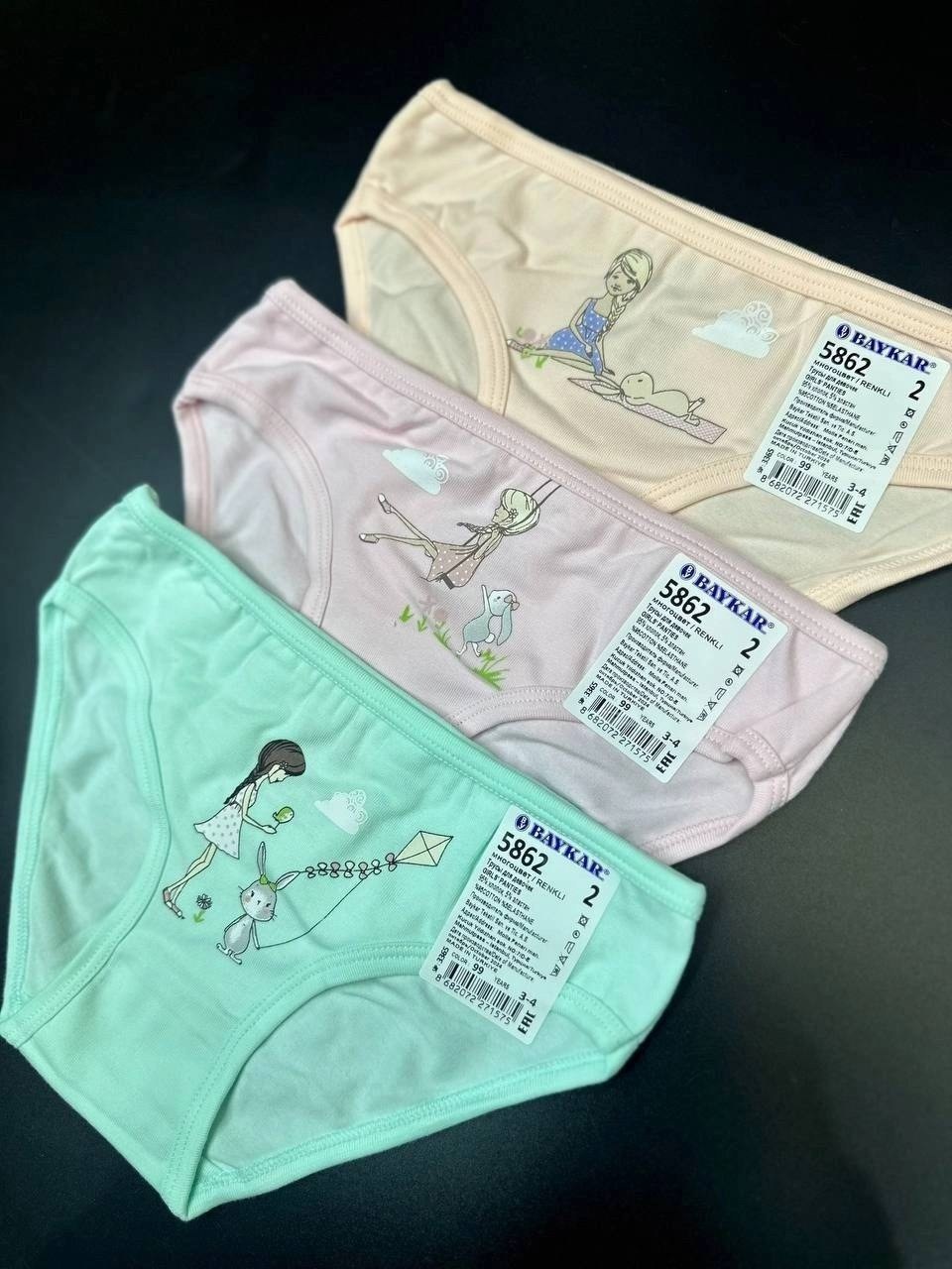 комплект трусов слипы baykar для девочек 3 шт,трусы для девочки baykar,комплект трусов для девочек baykar,детские трусы для девочек,donella трусы для девочки 5шт