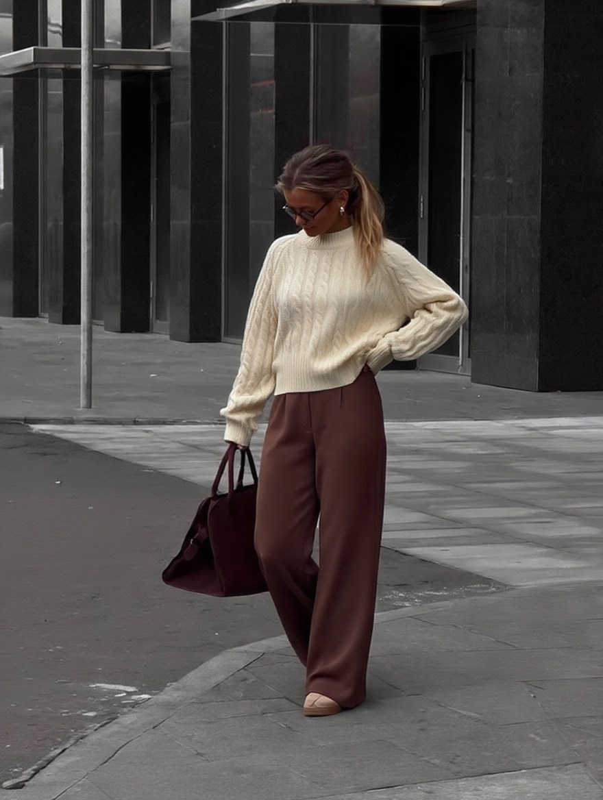 трикотажный костюм,брюки палаццо,кашемировый костюм,кашемировый женский костюм,образ с брюками палаццо