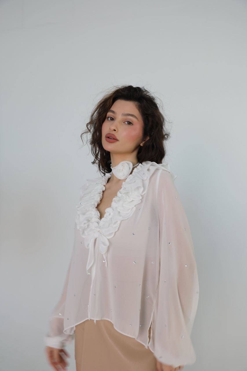 модная блузка,блузка белая,блузка стильная,женская блузка рюшами,блузка женская