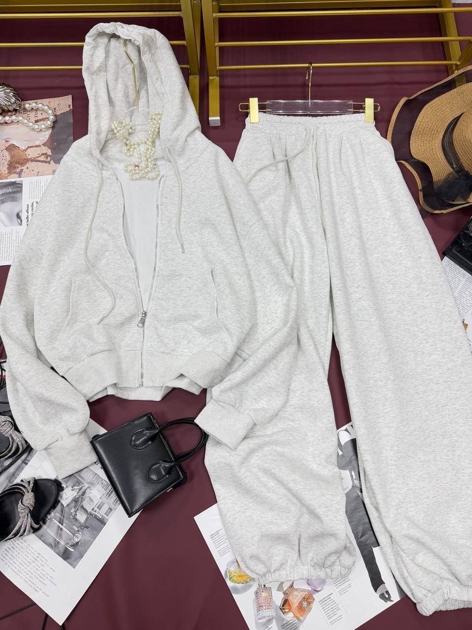 костюм спортивный на молнии оверсайз вероника,костюм спортивный на молнии оверсайз вероника цвет светло-розовый,костюм спортивный со штанами палаццо и зип худи micca 362777071,спортивный костюм женски