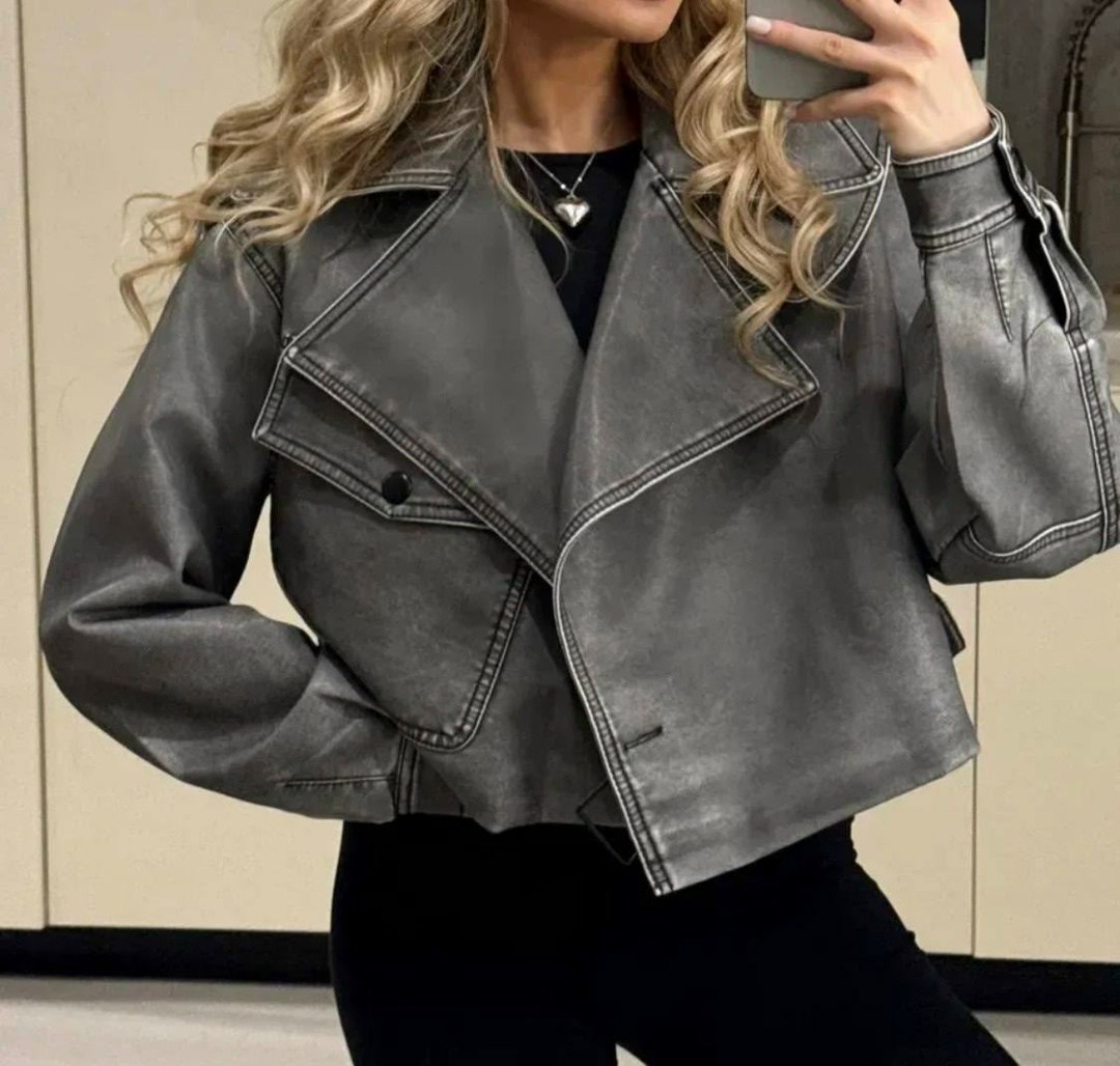 куртка косуха женская,косуха оверсайз кожаная куртка серая винтажная aftfbasic,косуха кожаная куртка весенняя укороченная fashionboom,косуха женская куртка кожаная oversize,косуха кожаная куртка укоро