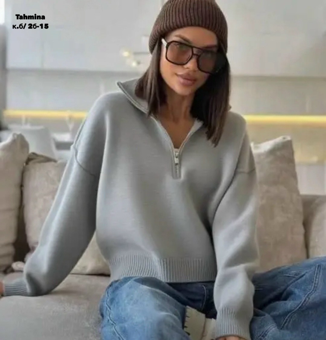 свитер укороченный оверсайз с горлом на молнии кк fashion,свитер оверсайз с горлом на молнии kk fashion,свитер matreshka_love пуловер с молнией, кофта с замком, размер 42-46, молочный,свитер оверсайз