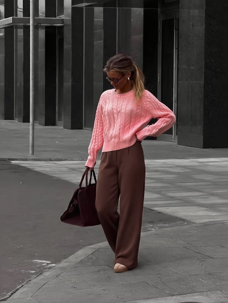 трикотажный костюм,брюки палаццо,кашемировый костюм,кашемировый женский костюм,образ с брюками палаццо