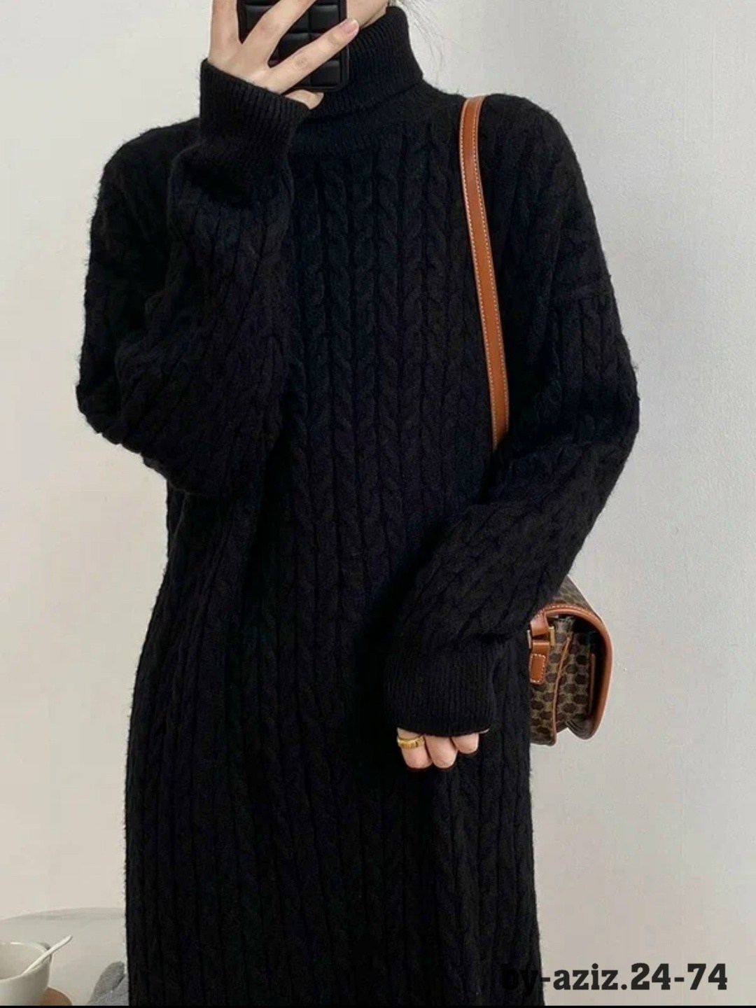 платье вязаное,женское платье вязаное,платье теплое вязаное,свободное вязаное теплое платье,длинное вязаное свободное утолщенное теплое платье-свитер выше колена с высоким воротником
