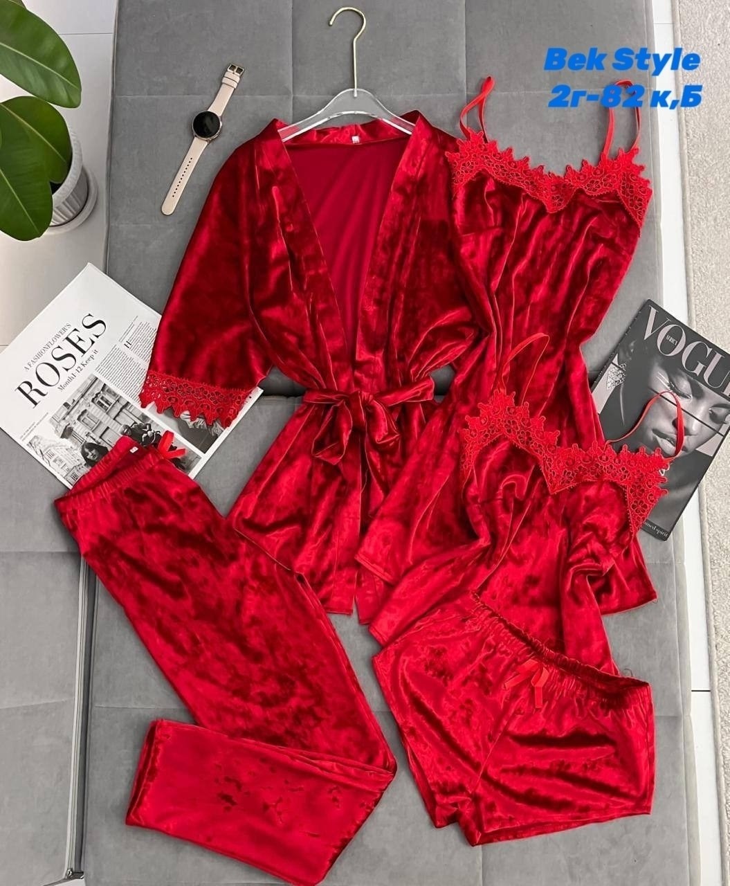 пижама женская комплект 5 в 1,пижама велюр,женская пижама комплект,женская велюровая пижама для сна mga-home 182116967,велюровые пижамы