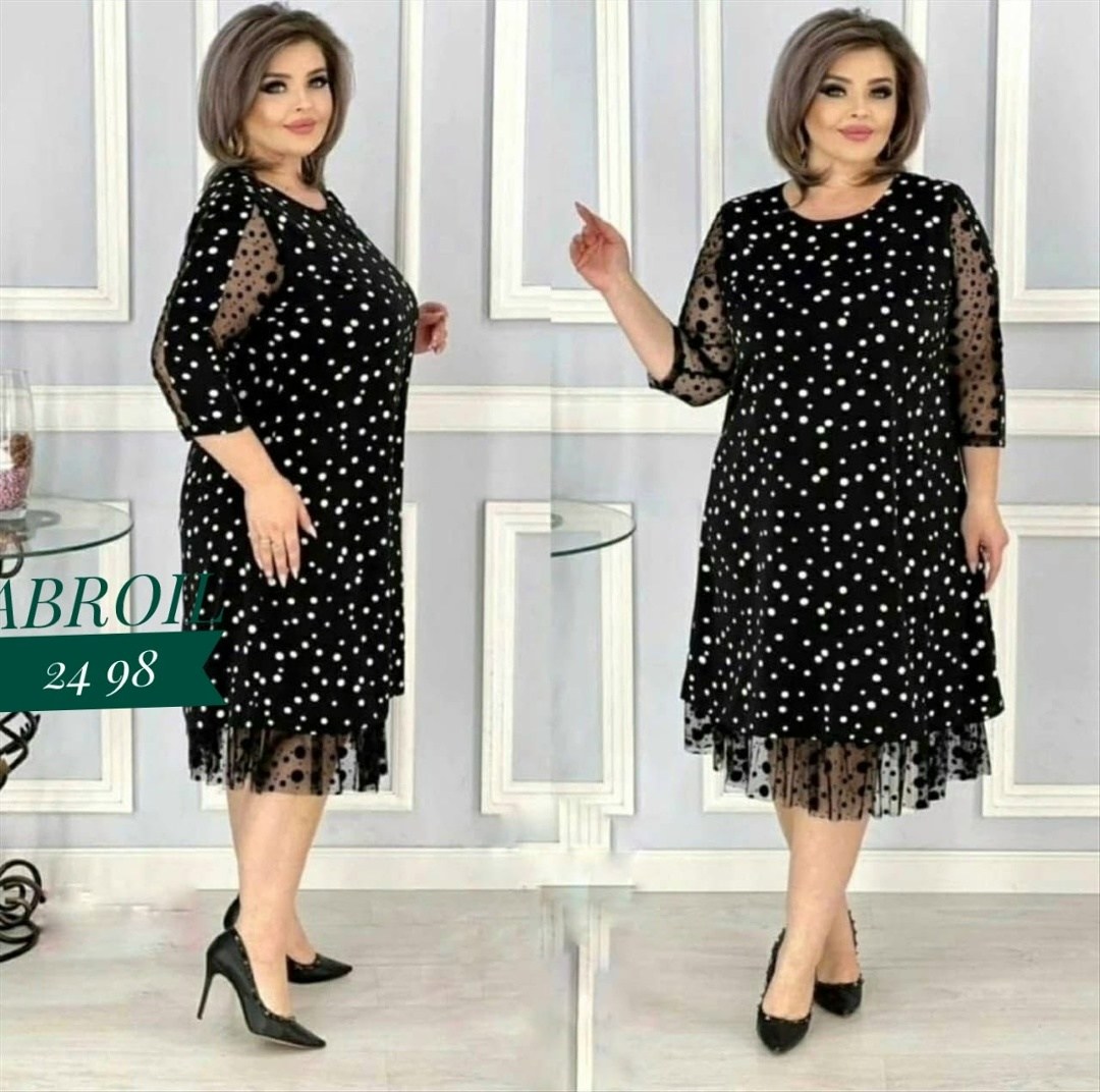 платье больших размеров в горошек,платье женское праздничное больших размеров,платье вечернее больших размеров нарядное в горошек,платье женское,вечернее платье больших размеров нарядное в горошек sal