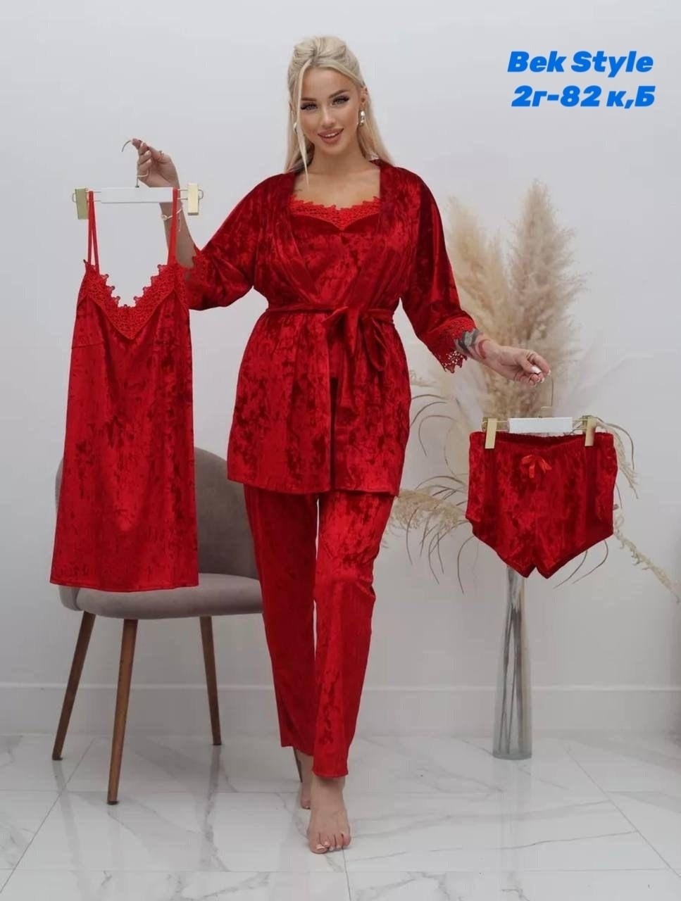 пижама женская комплект 5 в 1,пижама велюр,женская пижама комплект,женская велюровая пижама для сна mga-home 182116967,велюровые пижамы