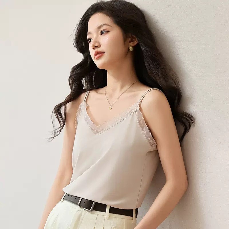 шелковый топ,элегантная блузка,атласный топ,майка с кружевами,топ с кружевом