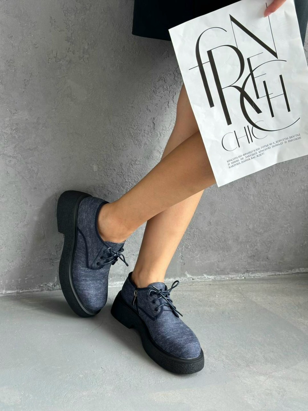 ,джинсовые туфли на платформе,женская ,полуботинки женские,повседневная