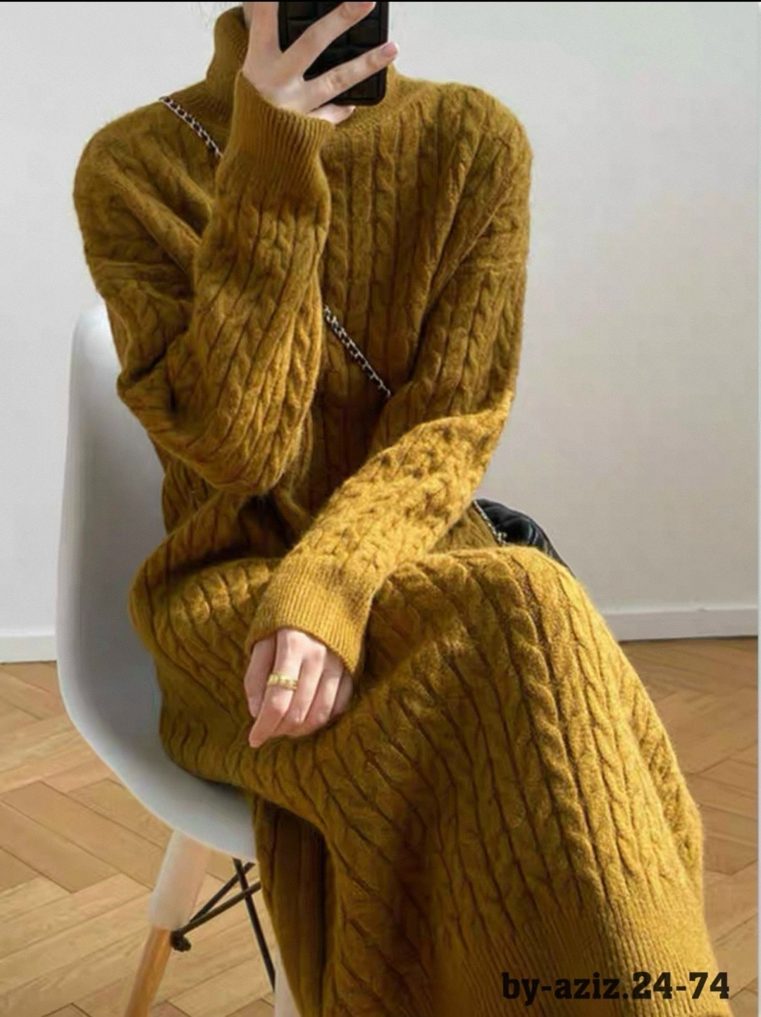 платье вязаное,женское платье вязаное,платье теплое вязаное,свободное вязаное теплое платье,длинное вязаное свободное утолщенное теплое платье-свитер выше колена с высоким воротником