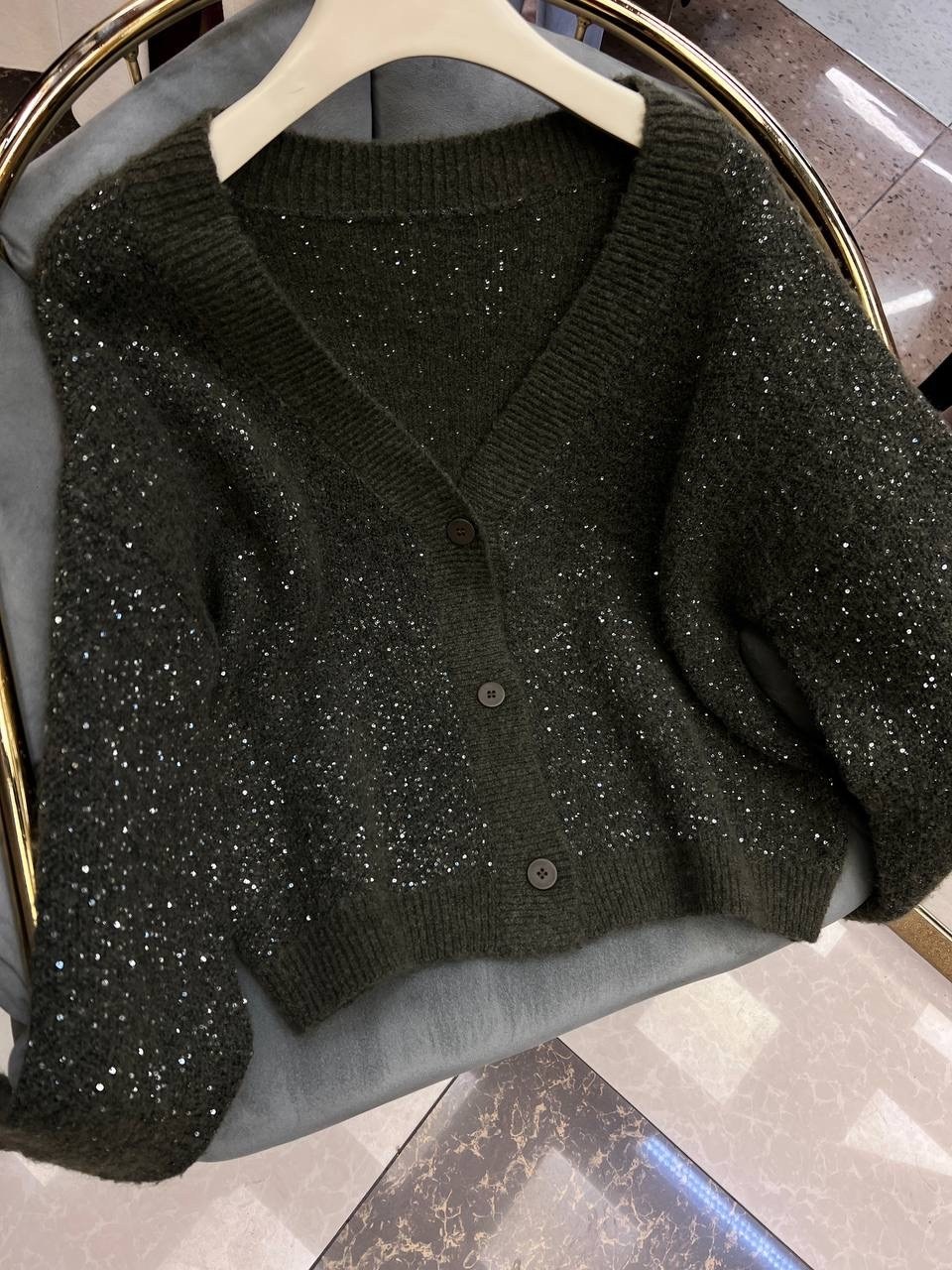 кардиган,кардиган вязаное,кардиган женский,кардиган белый,модный блестящий свободный вязаный кардиган с v-образным вырезом