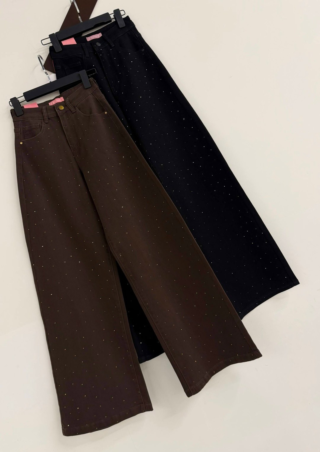 джинсы широкого кроя со стразами, коричневый,джинсы со стразами,широкие джинсы,повседневные брюки,джинсы женские широкие