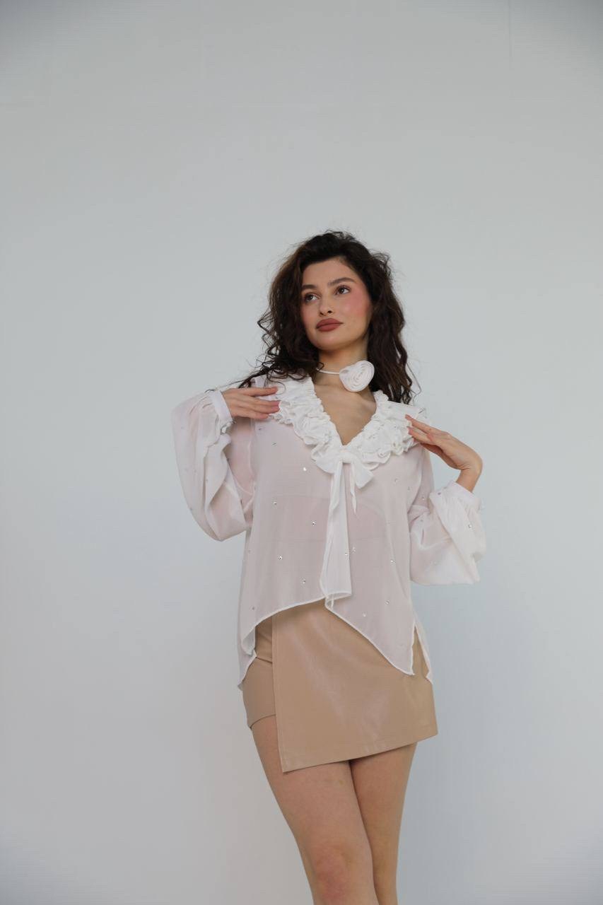 модная блузка,блузка белая,блузка стильная,женская блузка рюшами,блузка женская
