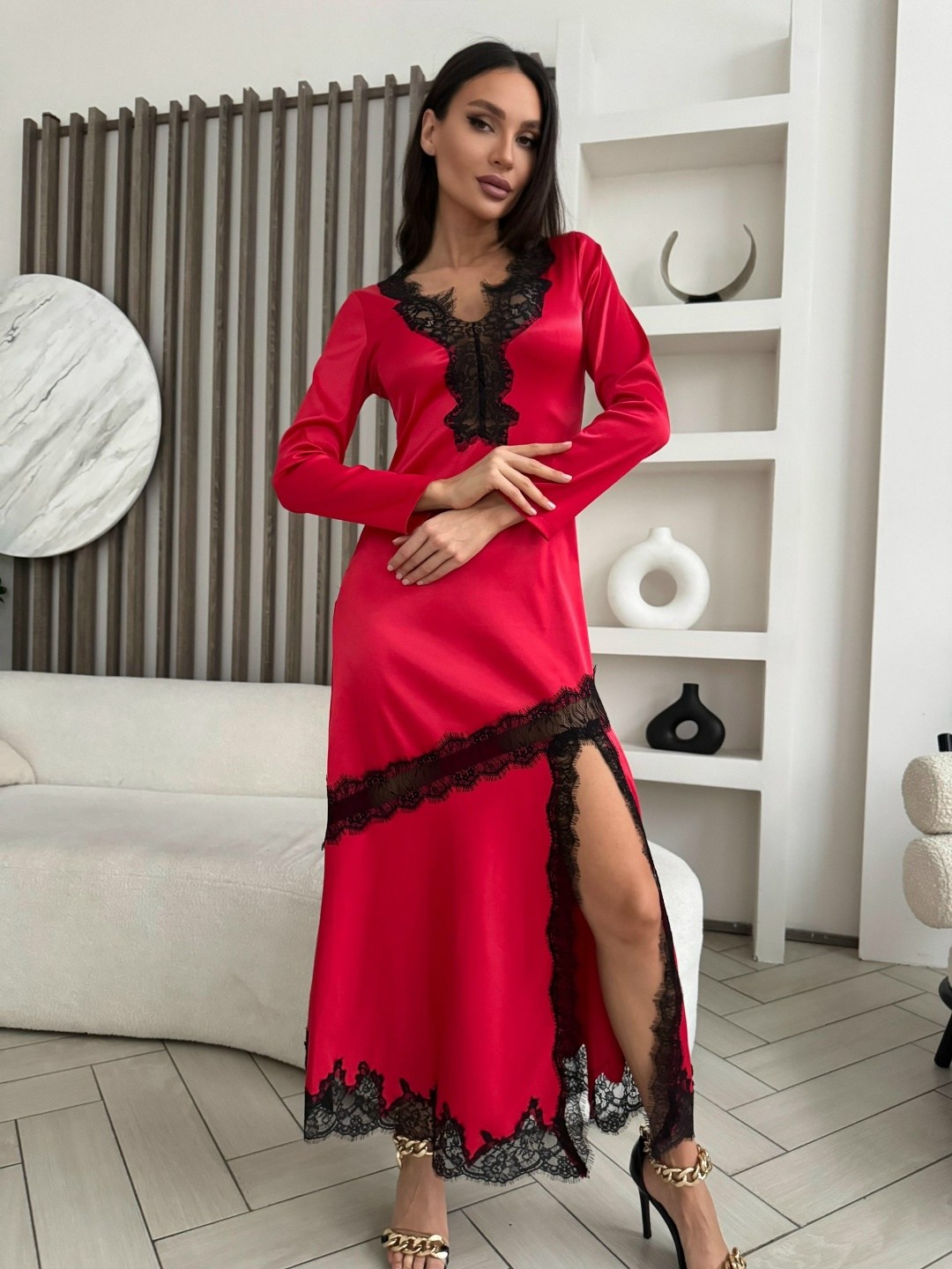 атласный халат,длинный пеньюар,платье красное,платье стильное,пеньюар женский