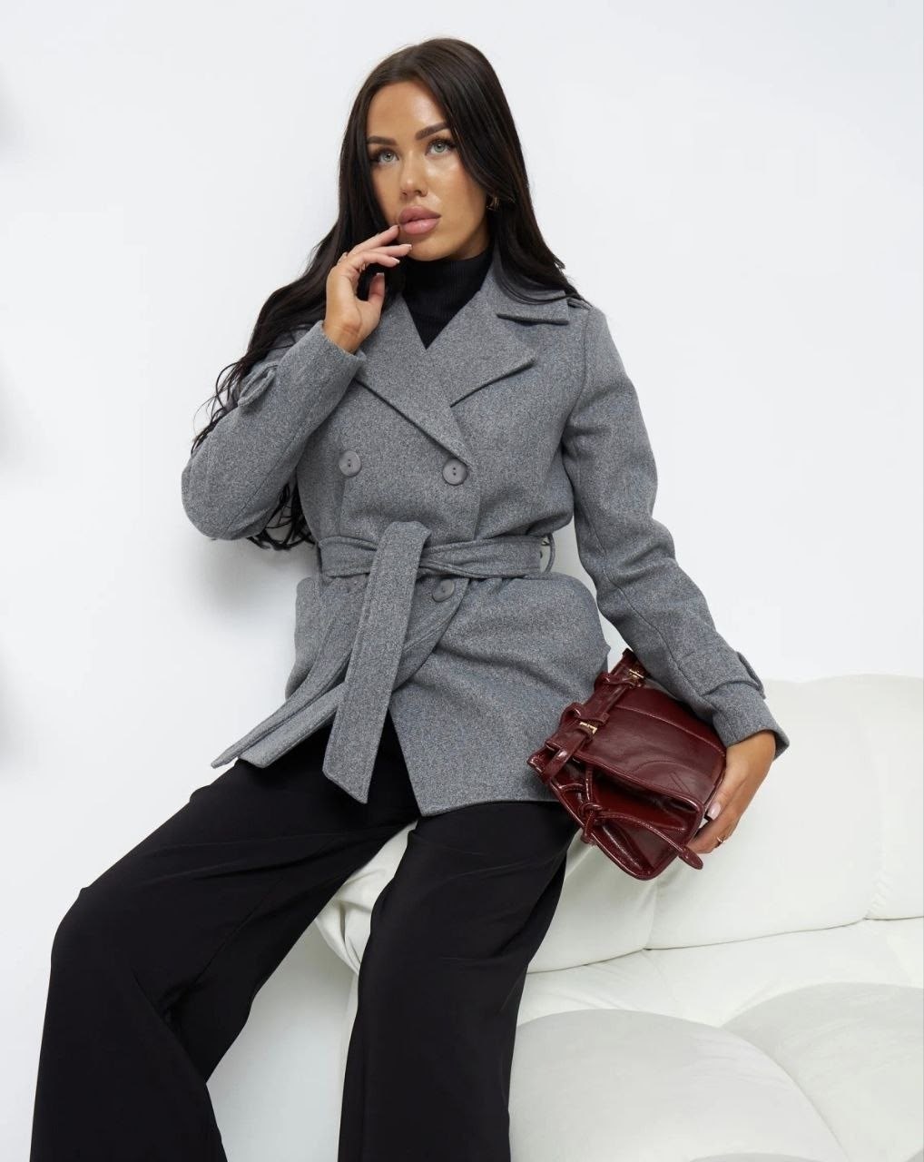 полупальто,стильное пальто,пальто beautiful free 7018 серый меланж,женское пальто,пальто классическое