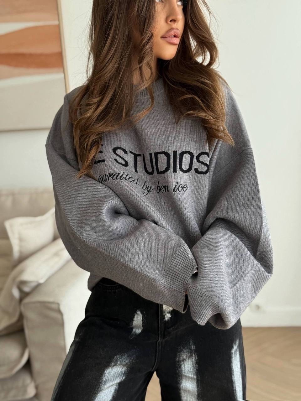 толстовка оверсайз антрацитового цвета street studios,свитшот оверсайз,модная толстовка,свитшот модный,свитшот женский