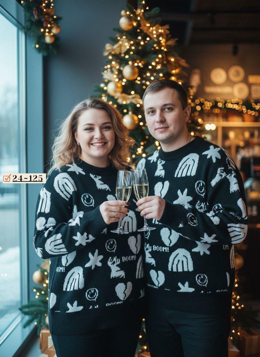новогодние свитера,парные свитера с оленями,свитера с оленями,фотосессии новогодние,новогодняя фотосессия в свитерах