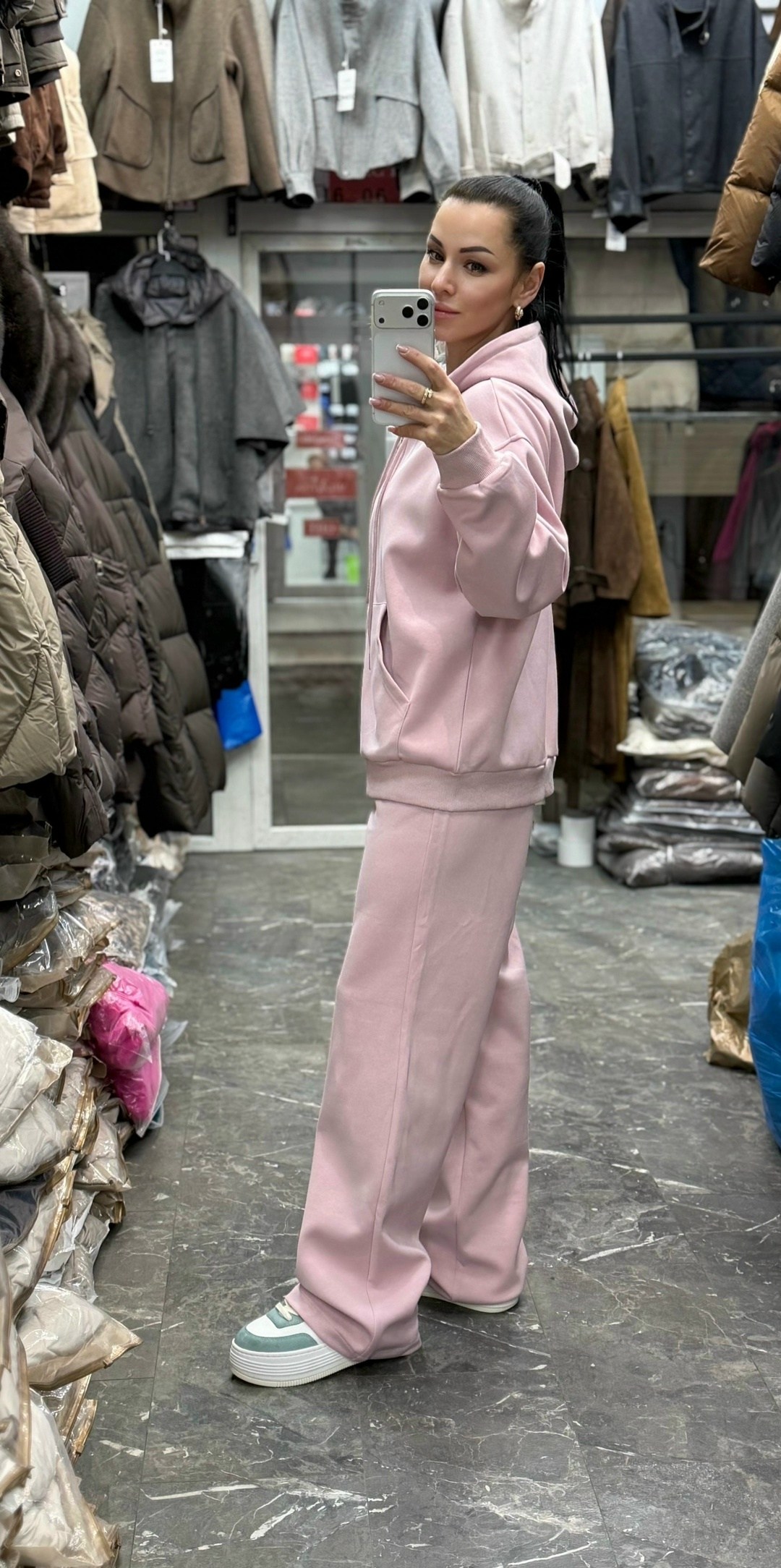 костюм спортивный со штанами палаццо и зип худи micca 362777071,спортивные женские костюмы,костюм спортивный,cпортивный костюм женский на флисе,спортивные костюмы на флисе