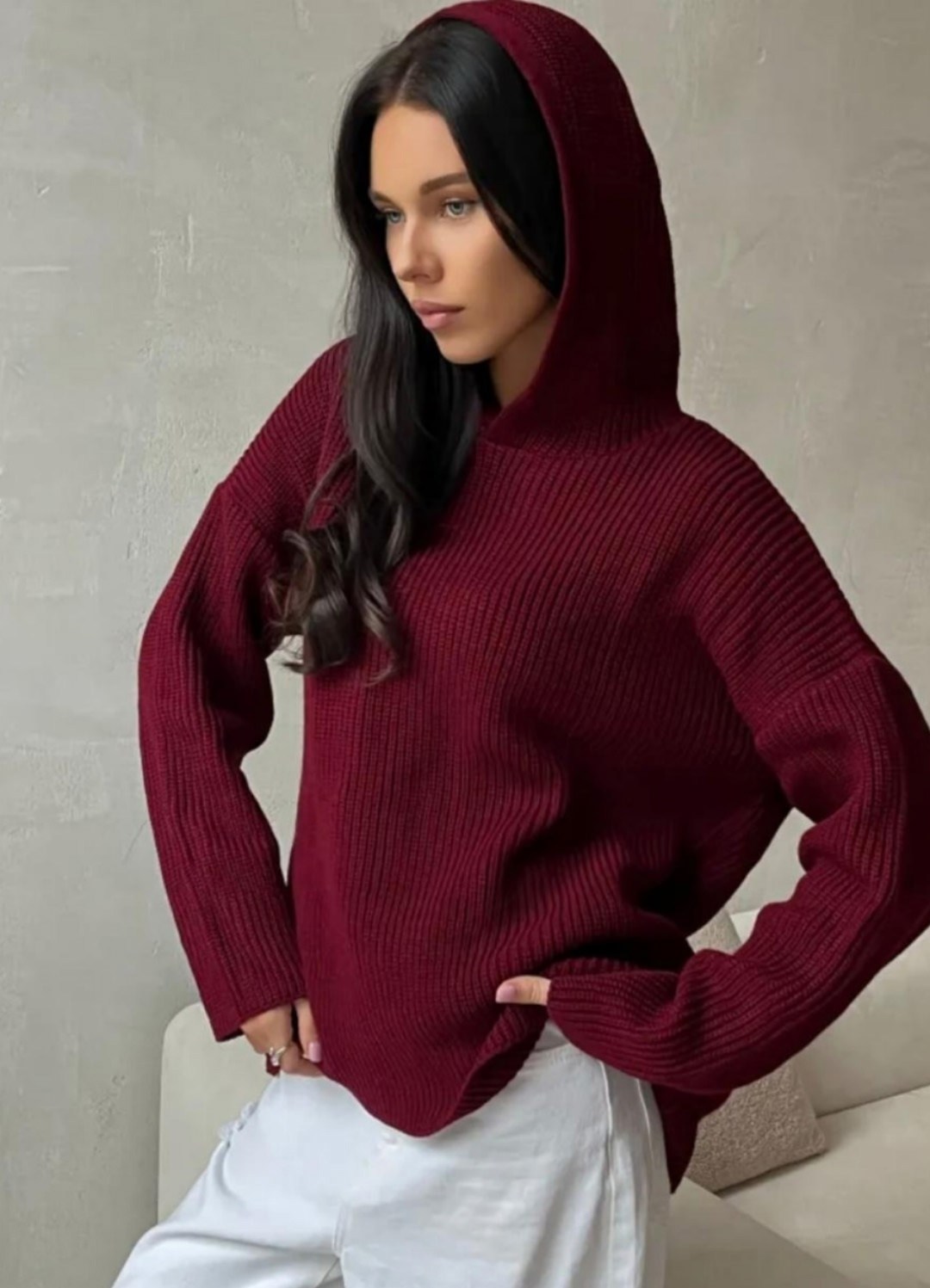 джемпер с капюшоном,свитера с капюшоном,толстовка женская,вязаные свитера,женский свитер