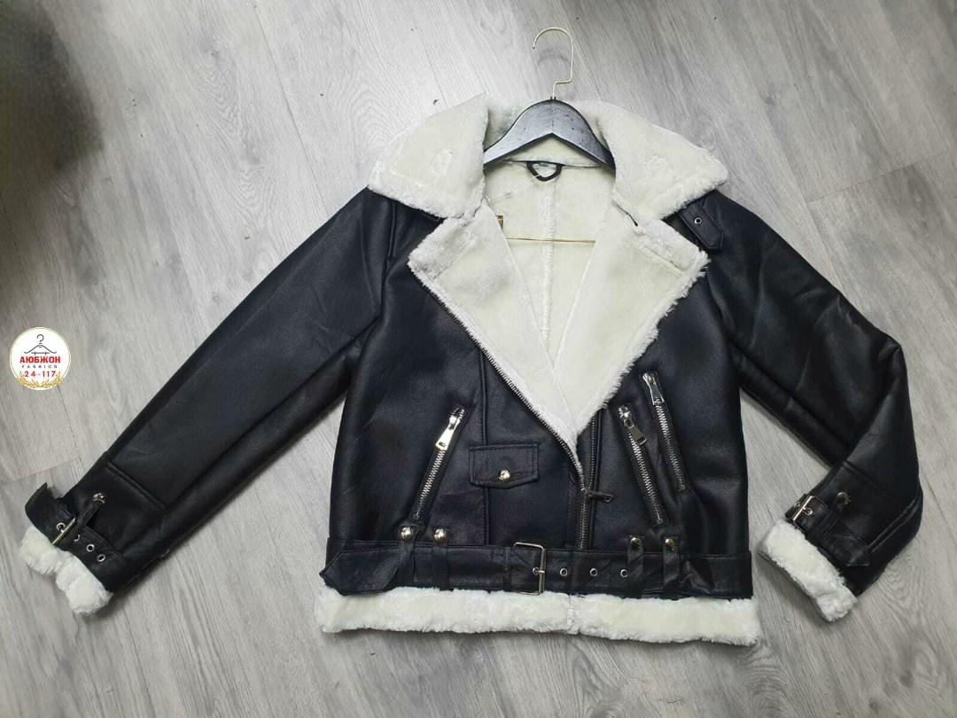 дубленка авиатор,дубленка пилот,дубленка женская,чёрный авиатор дублёнка с белым мехом,дубленка