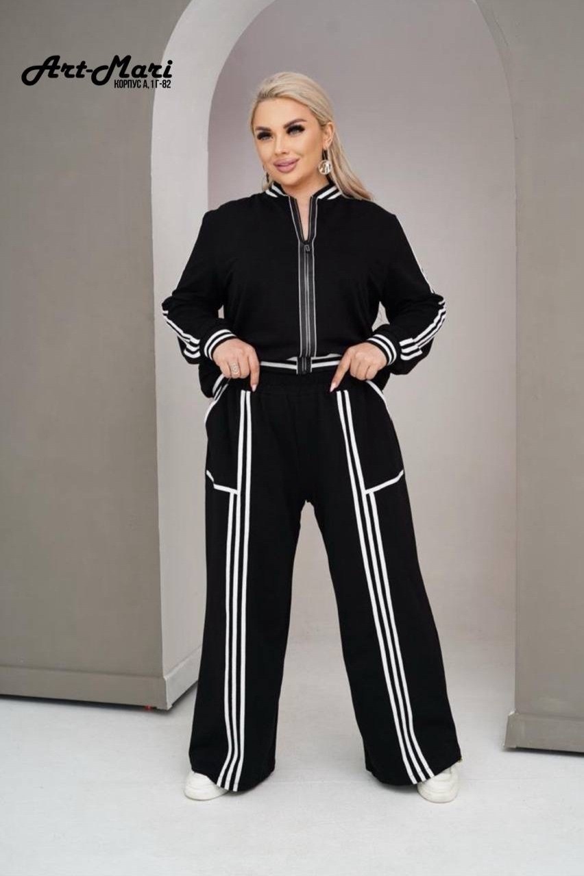 спортивный костюм больших размеров спорт шик lecalolady цвет черный,спортивный костюм больших размеров с брюками паллацо janna collection,спортивный костюм больших размеров спорт шик lecalolady 278180