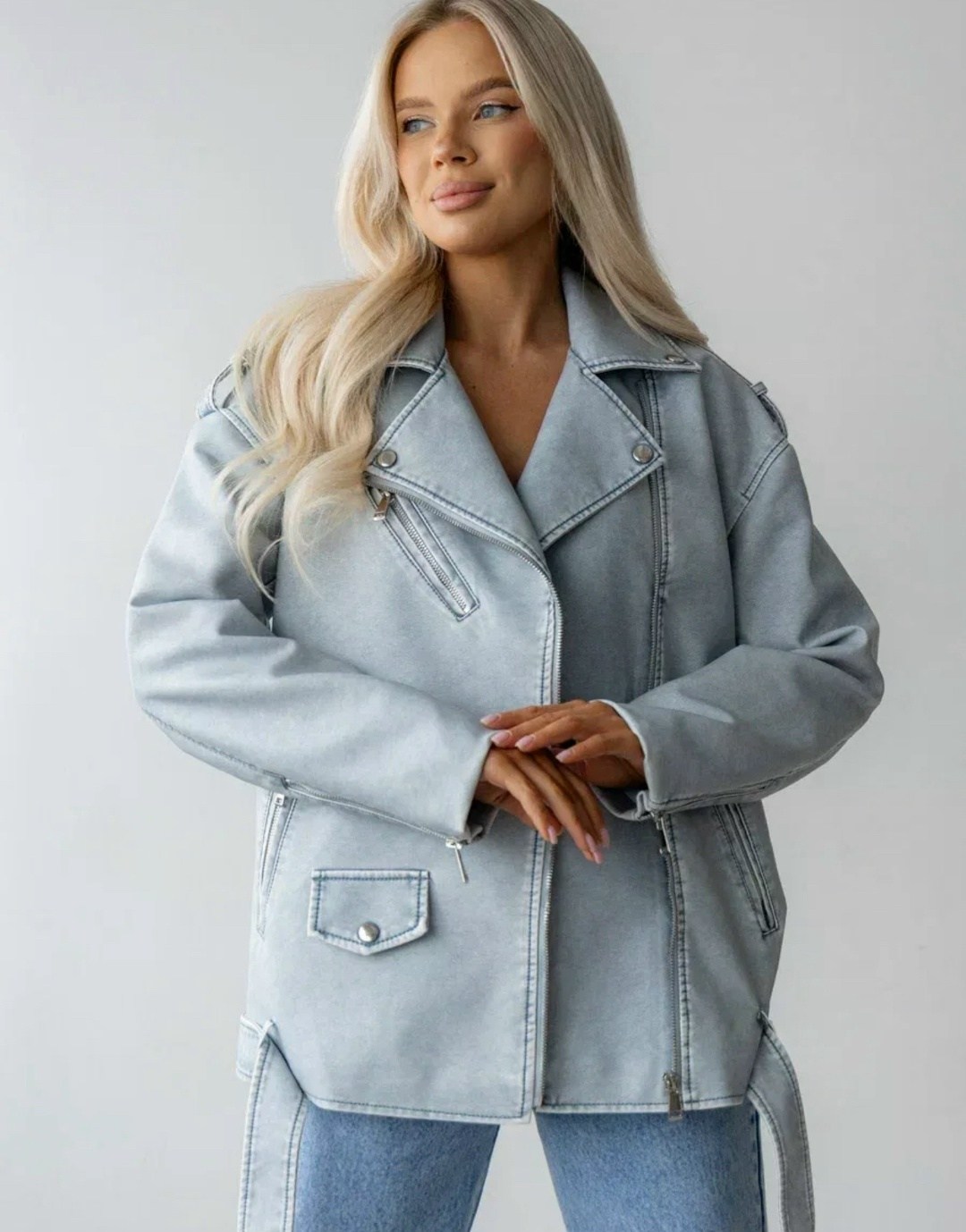 косуха винтажная оверсайз кожаная куртка голубая,куртка кожаная оверсайз,куртка женская голубая,косуха винтажная кожаная куртка оверсайз aftfbasic,косуха куртка