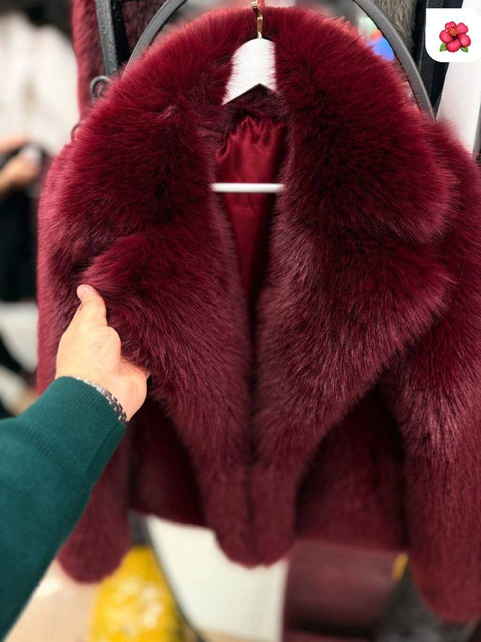 шуба красная,шуба искусственная короткая rvb store,женская шуба,шуба искусственная,бордовая шуба