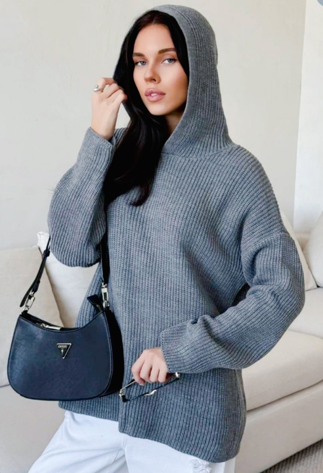 джемпер с капюшоном,свитера с капюшоном,толстовка женская,вязаные свитера,женский свитер