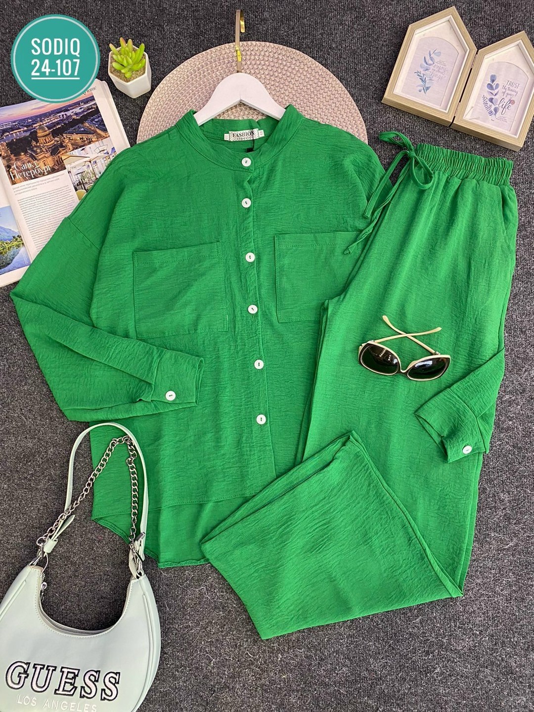 повседневный комплект из хлопка и льна однотонной рубашки и широких брюк на кулиске,женский комплект брюк с рубашкой,костюм брючный льняной,костюм с брюками,комплект одежды женский zara вечерний/празд