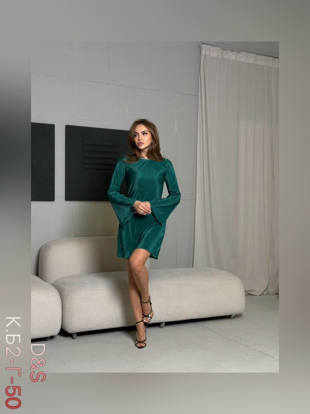 2026 расклешенное плиссированное сексуальное платье с длинными рукавами,зеленое платье плиссе,платье,зеленые платья плиссировка,женское платье