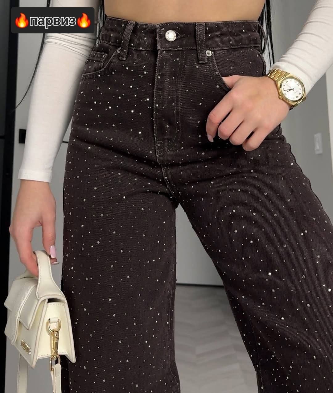 джинсы со стразами,джинсы широкие со стразами,джинсы палаццо со стразами,черные широкие джинсы со стразами,женские джинсы со стразами